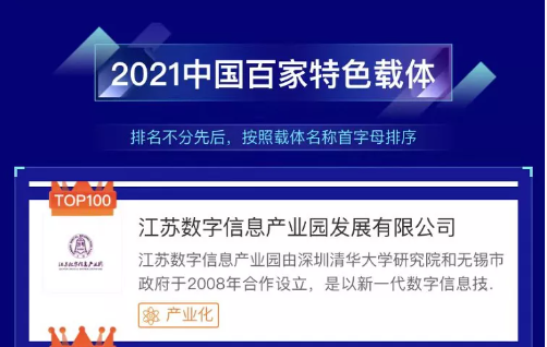 江苏数字信息产业园入选2021中国百家特色载体